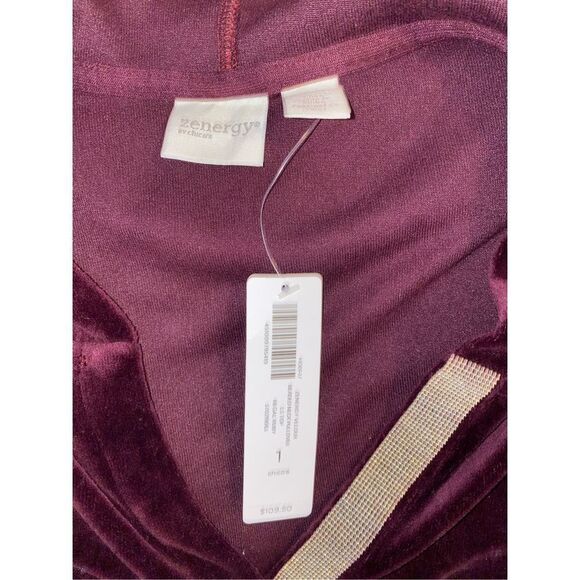 ZENERGY by CHICO’S NWT Velour Pullover Hoodie with Rhinestone and Zipper Embelli - Picture 4 of 6